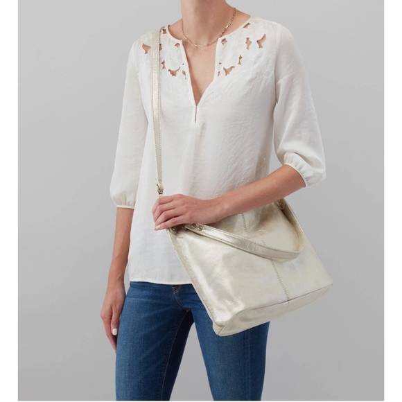 HOBO International Pier shoulder/crossbody in Pearled Silver - Picture 11 of 13